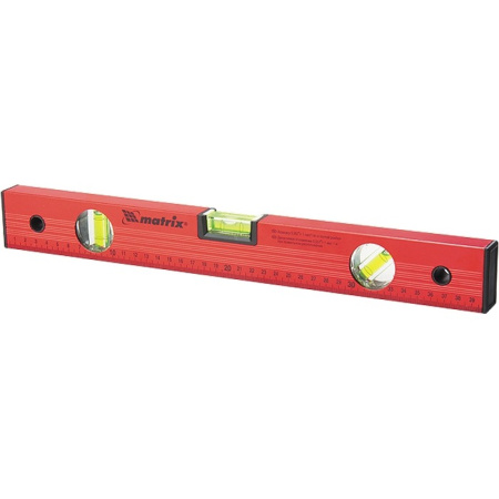 Уровень алюминиевый, 1800 мм, 3 глазка, красный, линейка Matrix цена