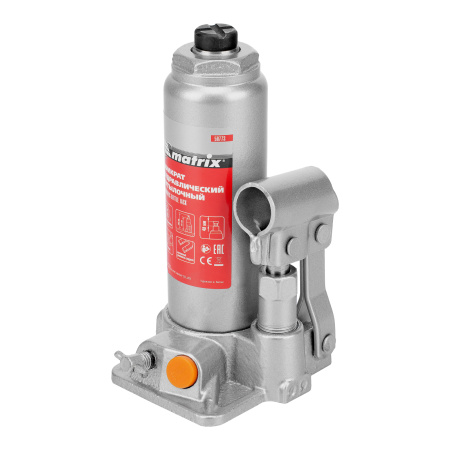 Домкрат гидравлический бутылочный, 2 т, h подъема 181-345 мм, в пластиковом кейсе Matrix цена