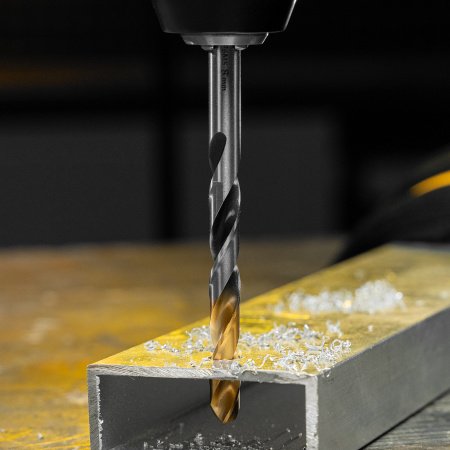 Сверло спиральное по металлу 8 x 117мм, Р6М5, Golden Tip, многогранная заточка Denzel