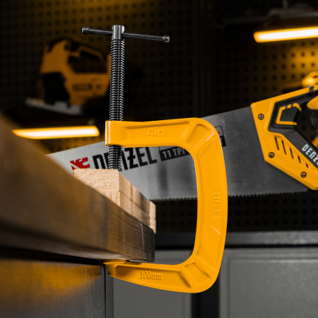 Струбцина G-образная, усиленная, 100 мм Denzel цена