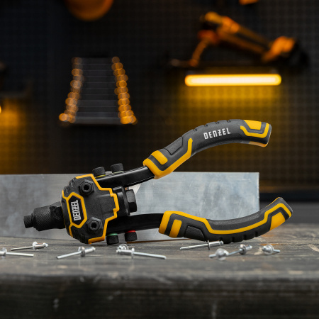 Заклепочник двуручный, заклепки 2,4-3,2-4,0-4,8-6,4 мм Denzel цена