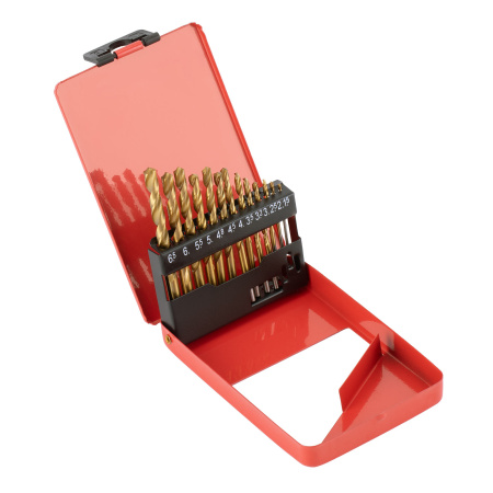 Набор нитридтитан. сверл по металлу, 1.5-6.5 мм (через 0.5 мм+3.2мм 4.8 мм) НSS 13 шт Matrix