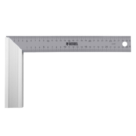Угольник стальной 300 мм, нержавеющая сталь, градуировка, алюминиевое основание Denzel цена