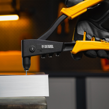 Заклепочник ручной, 255 мм, литой, усиленный, заклепки 2,4-3,2-4,0-4,8 мм Denzel цена