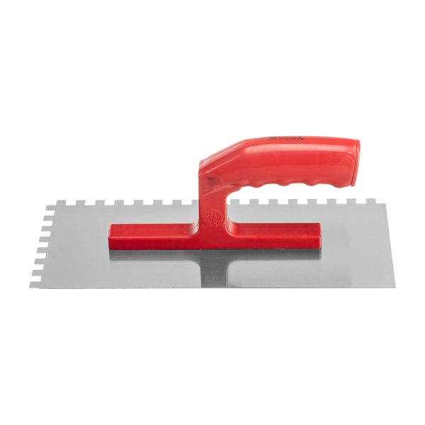 Гладилка стальная, 280 x 130 мм, зеркальная полировка, пластмастмассовая ручка, зуб 8 x 8 мм Matrix цена