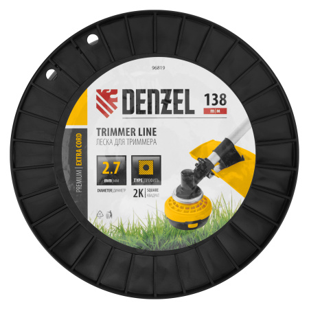 Леска для триммера двухкомпонентная квадрат, 2,7мм х 138м, на DIN катушке EXTRA CORD Denzel цена