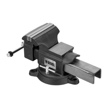 Тиски слесарные BVH-150, 150 мм, поворотные, стальная направляющая, с наковальней //Denzel
