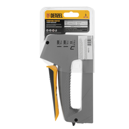 Степлер мебельный, пластиковый корпус, тип 53, 6-14 мм, тип 300, 15 мм, тип 500, 15 мм Denzel цена