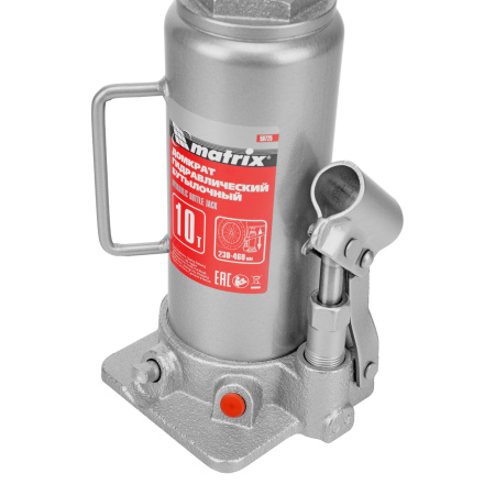 Домкрат гидравлический бутылочный, 10 т, высота подъема 230-460 мм Matrix цена