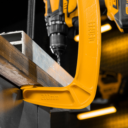 Струбцина G-образная, усиленная, 200 мм Denzel цена