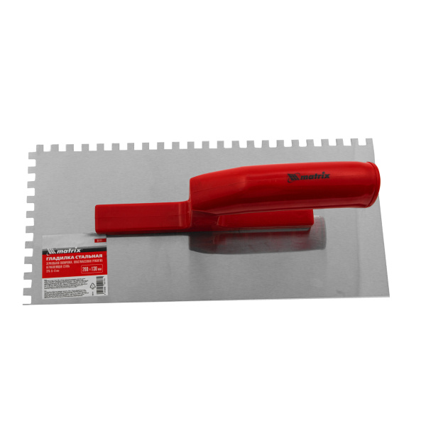 Гладилка из нержавеющей стали, 280 х 130 мм, зеркальная полировка, пластмассовая ручка, зуб 6 х 6 мм Matrix цена