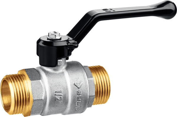 Кран шаровой ЗУБР полнопроходной ″папа-папа″, ручка, никелированная латунь, 1/2″