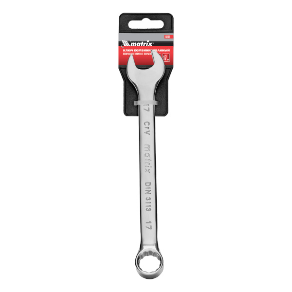 Ключ комбинированный, 17 мм, CrV, полированный хром Matrix