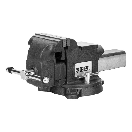 Тиски слесарные BVH-125, 125 мм, поворотные, стальная направляющая, с наковальней //Denzel