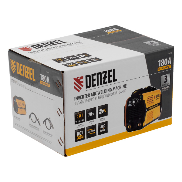 Аппарат инверторный дуговой сварки DS-180 Compact, 180 А, ПВ 70%, диаметр электрода 1.6-4 мм Denzel