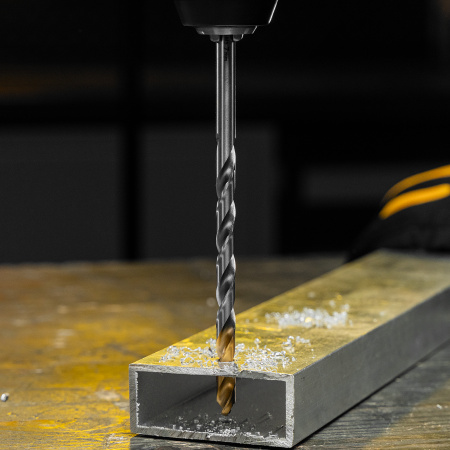 Сверло спиральное по металлу 7,0 х 156 мм, Р6М5, Golden Tip, удлиненное Denzel