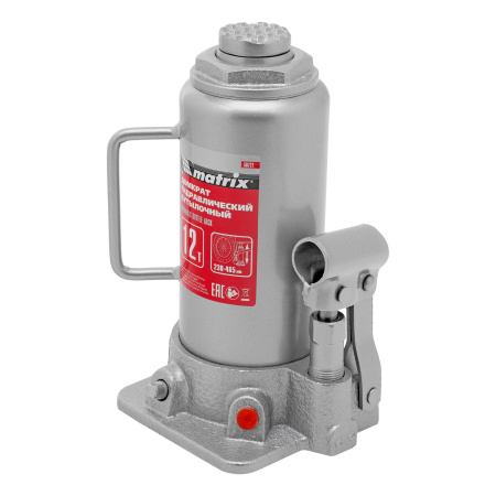 Домкрат гидравлический бутылочный, 12 т, высота подъема 230-465 мм Matrix цена