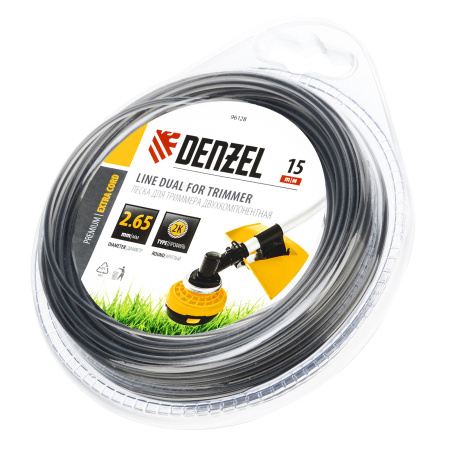 Леска для триммера, двухкомпонентная круглая 2.65 мм, 15 м Extra cord Denzel цена