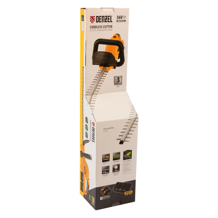 Кусторез аккумуляторный RBC510-36, Li-ion, 36 В, 4 Ач, нож 510 мм, поворотная ручка Denzel цена