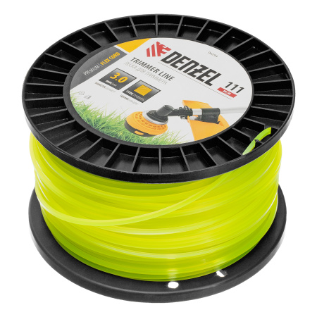 Леска для триммера квадрат, 3,0мм х 111м, на DIN катушке FLEX CORD Denzel цена