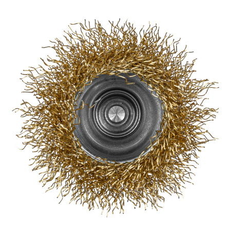 Щетка для дрели, 50 мм, "чашка" со шпилькой, латунированная витая проволока Matrix