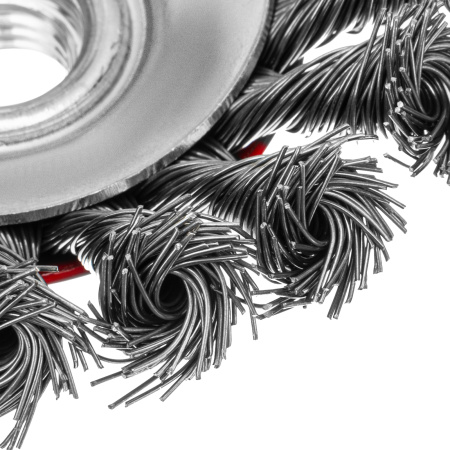 Щетка для УШМ, 100 мм, М14, "тарелка", крученая проволока 0.5 мм Matrix