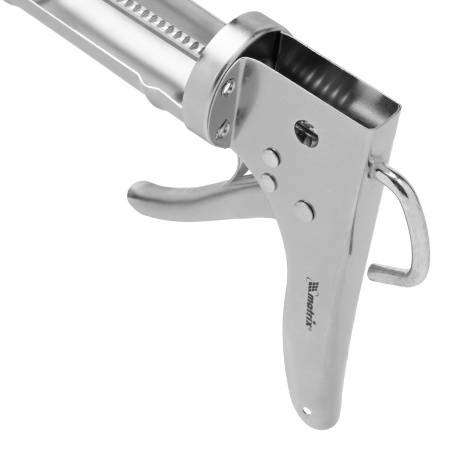 Пистолет для герметика, 310 мл, "полуоткрытый", хромированный, зубчатый шток 7 мм Matrix цена