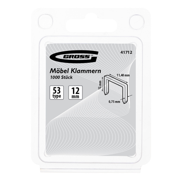 Скобы, 12 мм, для мебельного степлера, усиленные, тип 53, 1000 шт Gross цена