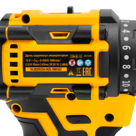Дрель-шуруповерт аккумуляторная бесщет. CDH-BL-12, Li-Ion, 12 В// Denzel