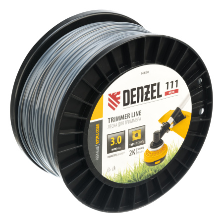 Леска для триммера двухкомпонентная квадрат, 3,0мм х 111м, на DIN катушке EXTRA CORD Denzel цена