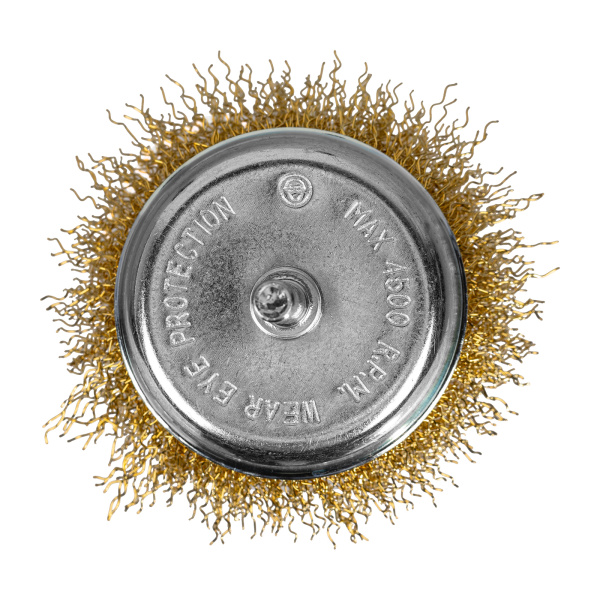 Щетка для дрели, 75 мм, "чашка" со шпилькой, латунированная витая проволока Matrix