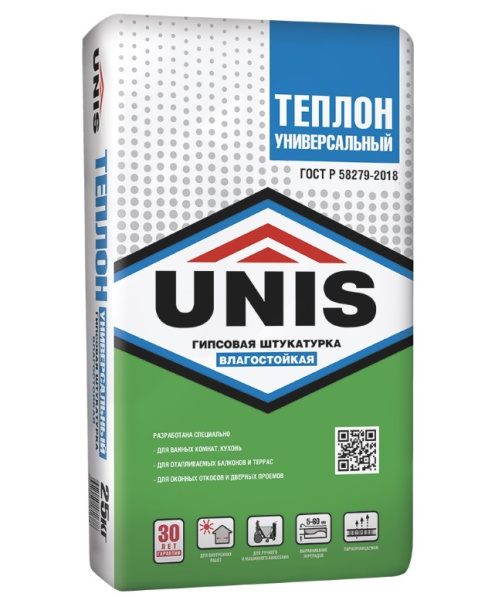Гипсовая штукатурка UNIS (Юнис) Теплон влагостойкий 25 кг