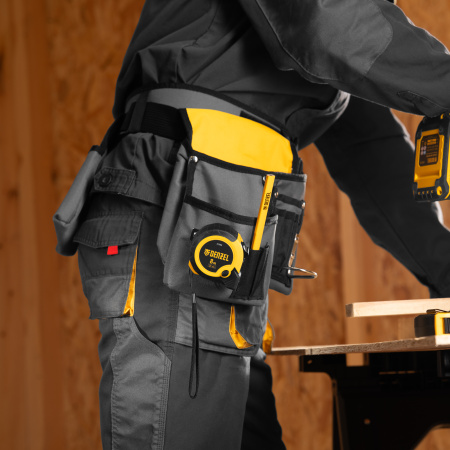 Рулетка 8м х 25мм, двухкомп. корпус, кнопка-пауза Denzel цена