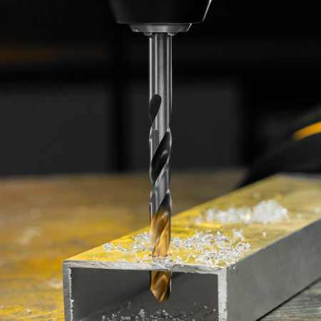 Сверло спиральное по металлу 8,5 x 117мм, Р6М5, Golden Tip, многогранная заточка Denzel