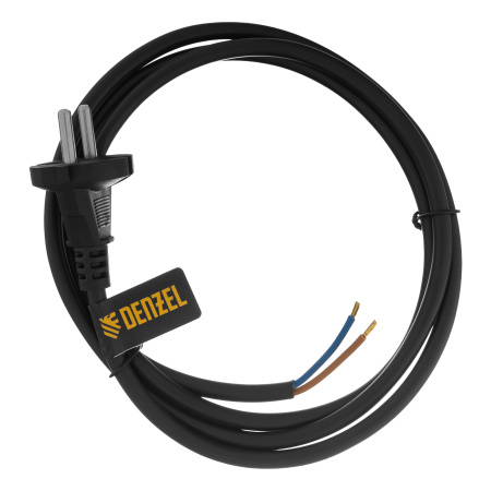 Шнур сетевой Energy Series, ПВС, 1,5 м, 2 x 1,5 мм, с неразборной вилкой, черный, Denzel цена