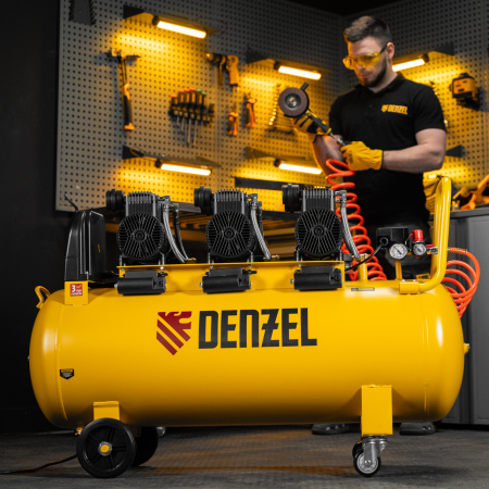 Компрессор безмасл. малошумн. DLP-4500/150, 4,5 кВт, 3х1,5 кВт,150 л, 2850 об/мин,750 л/мин Denzel