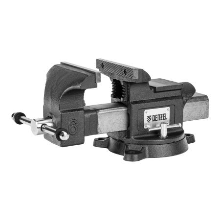 Тиски слесарные BVH-150, 150 мм, поворотные, стальная направляющая, с наковальней //Denzel