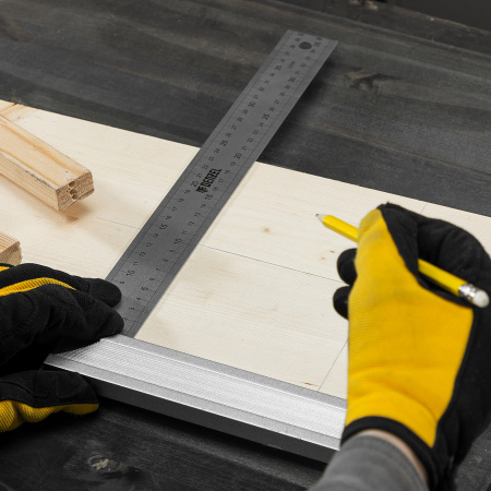 Угольник стальной 400 мм, нержавеющая сталь, градуировка, алюминиевое основание Denzel цена