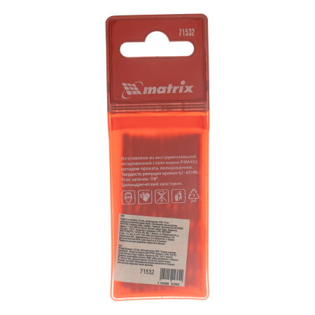 Сверло по металлу, 3.2 мм, полированное, HSS, 10 шт, цилиндрический хвостовик Matrix