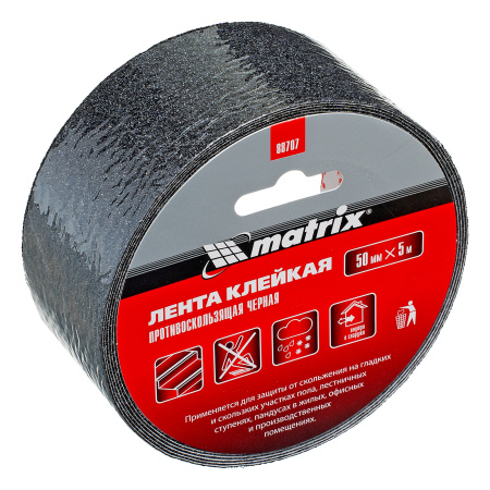 Лента клейкая противоскользящая, черная 50 мм x 5 м Matrix цена
