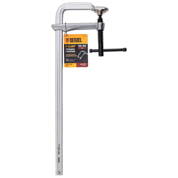 Струбцина F-образная, 100x400мм, кованая Denzel цена