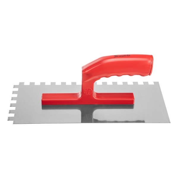 Гладилка стальная, 280 x 130 мм, зеркальная полировка, пластмастмассовая ручка, зуб 10 x 10 мм Matrix цена