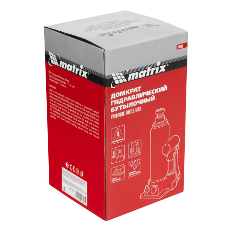 Домкрат гидравлический бутылочный, 4 т, h подъема 194-372 мм Matrix цена