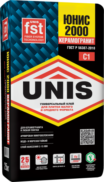 Клей плиточный Unis 2000 25 кг