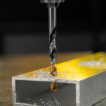 Сверло спиральное по металлу 6,5 x 93мм, Р6М5, Golden Tip, многогранная заточка Denzel