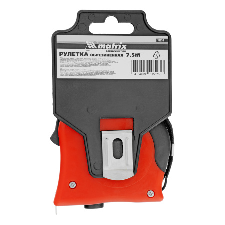 Рулетка Double fixation,7,5 м х 25 мм,обрезиненный корпус,двойная плавная фиксация Matrix цена