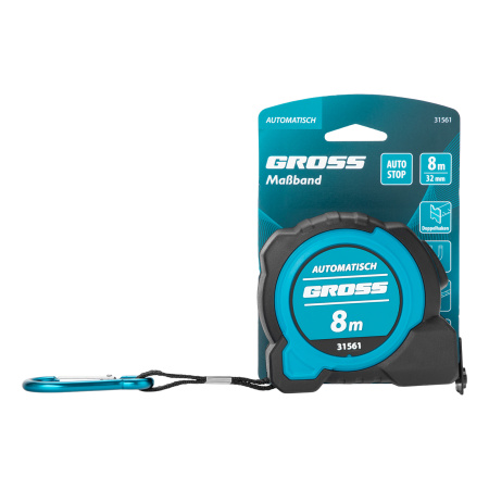 Рулетка "Automatisch", 8 м х 32 мм, нейлон, магнит, двустор. разметка, антиизлом, автоcтоп Gross цена