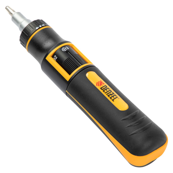 Отвертка реверсивная с револьверным механизмом, 11 шт, сталь S2  Denzel