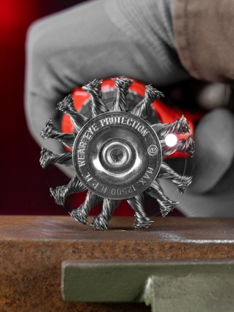 Щетка для дрели, 75 мм, плоская со шпилькой, крученая металлическая проволока Matrix