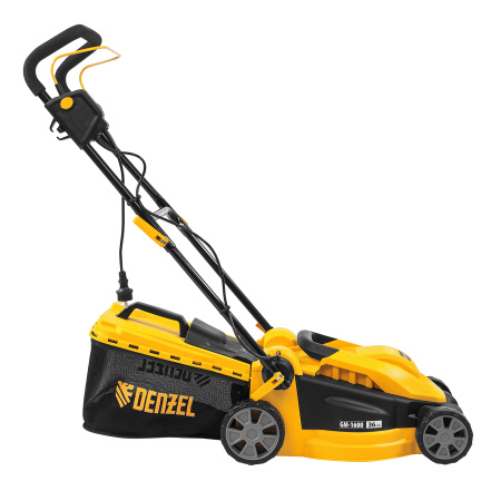 Газонокосилка электрическая GM-1600, 1600 Вт, ширина 36 см, 3 уровя, травосборник 35 л. Denzel цена